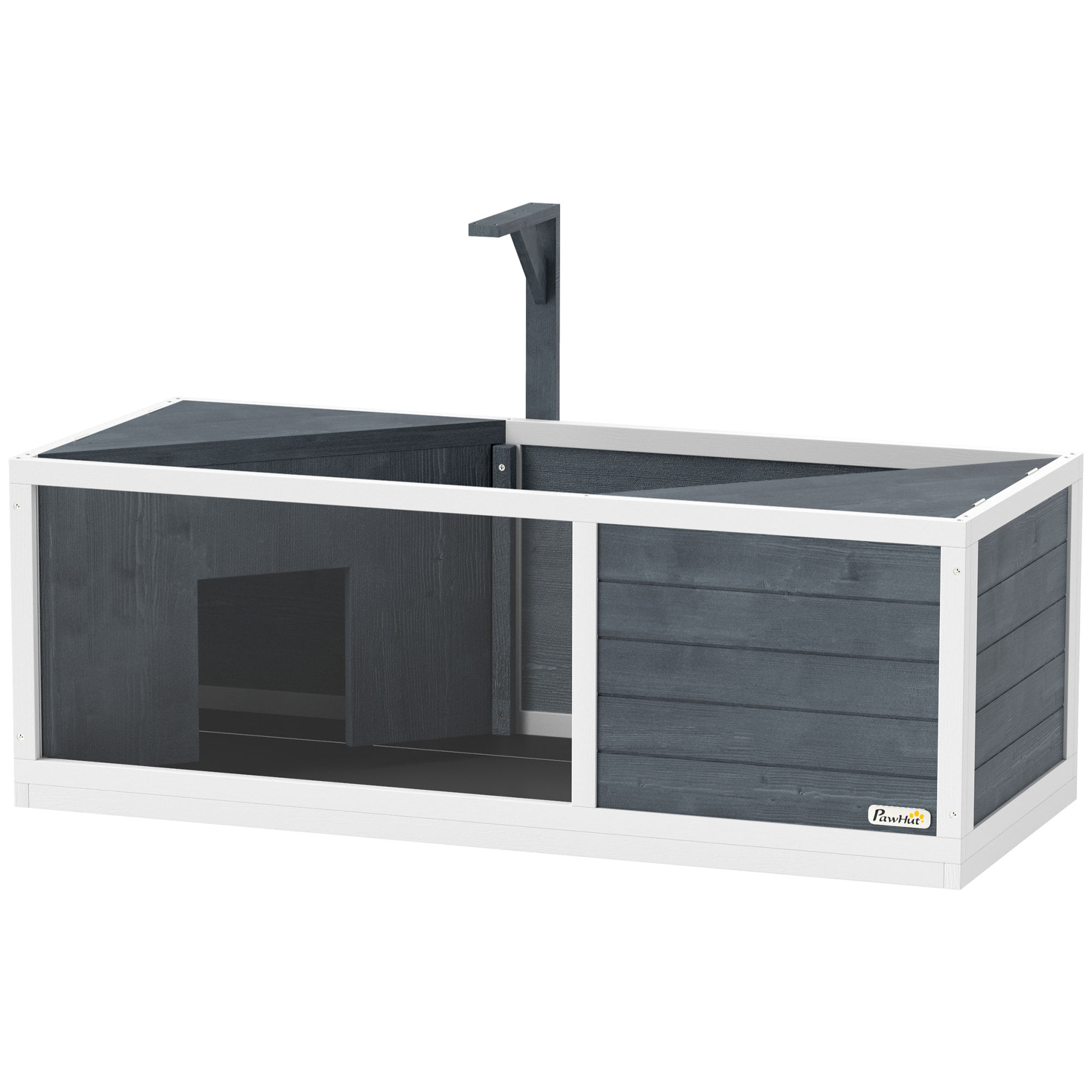 Maison enclos pour tortues - 2 niches et enclos - 2 toits ouvrants - bois blanc gris