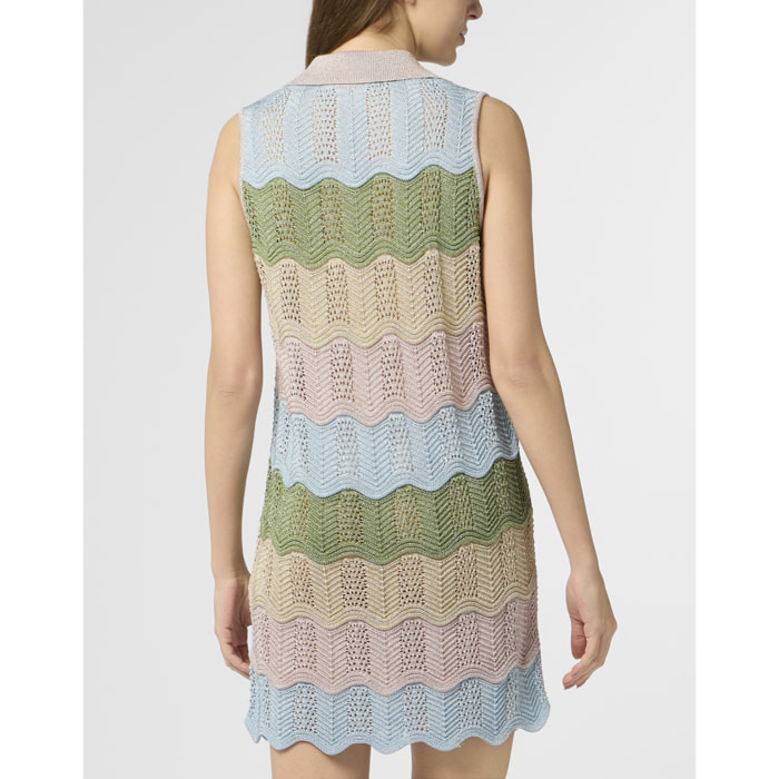 PHILIPP PLEIN Polo Neck Mini Dress Color Wave