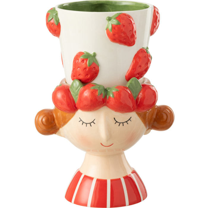 J-Line cache-pot 2 Parties Fraise Fille - cérmique - multicolore -