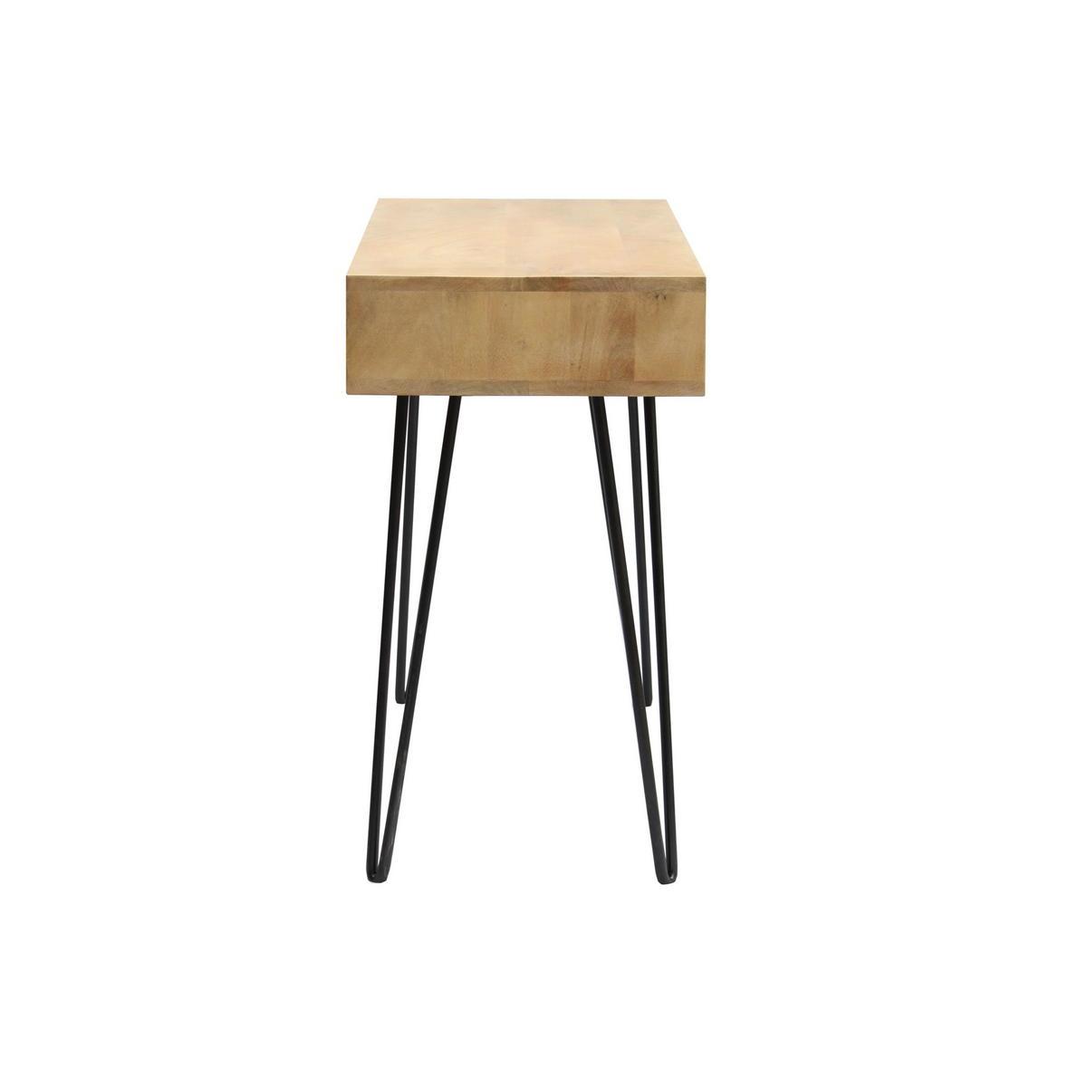 Bureau avec rangement en bois manguier massif et métal noir L116 cm VIBES