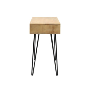 Bureau avec rangement en bois manguier massif et métal noir L116 cm VIBES