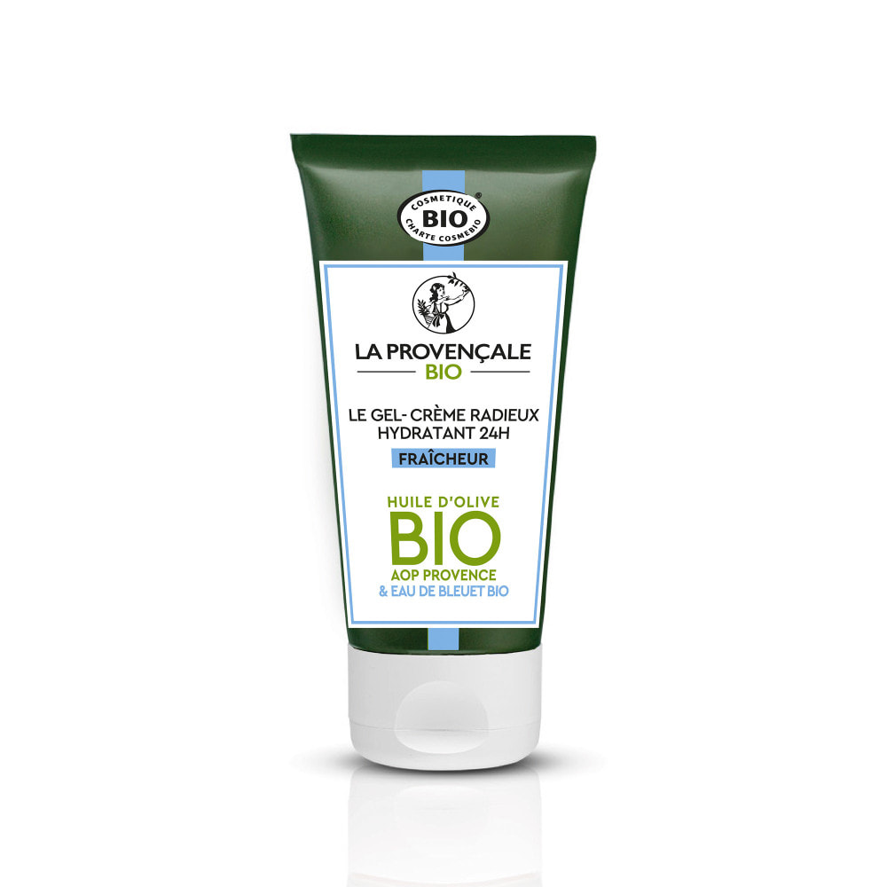 La Provençale - Gel-Crème Radieux Booster d'Hydratation 24H Anti-brillance - Extrait d'Olive & Eau de Bleuet - Tous types de pea