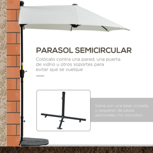 Sombrilla de Pared de Jardín 200x190x240 cm Parasol con Manivela Poste de Acero y Base Cruzada Protección Solar para Terraza Balcón Exterior Crema