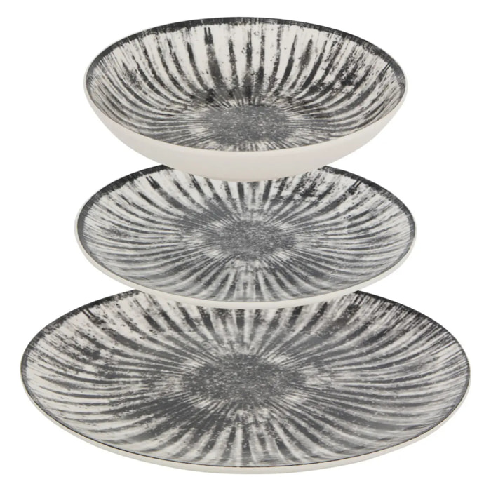 Service de table Lucie 12 pièce(s) gris L26,5xp2,4xH26,5cm