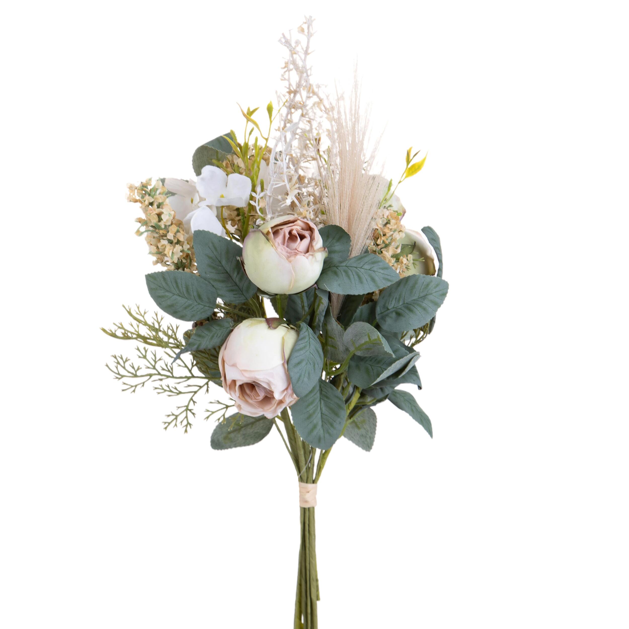 Bouquet Rose Inglesi - Pezzi 3 - Colore: Multicolore - 18xH50x17cm - Bianchi Dino -