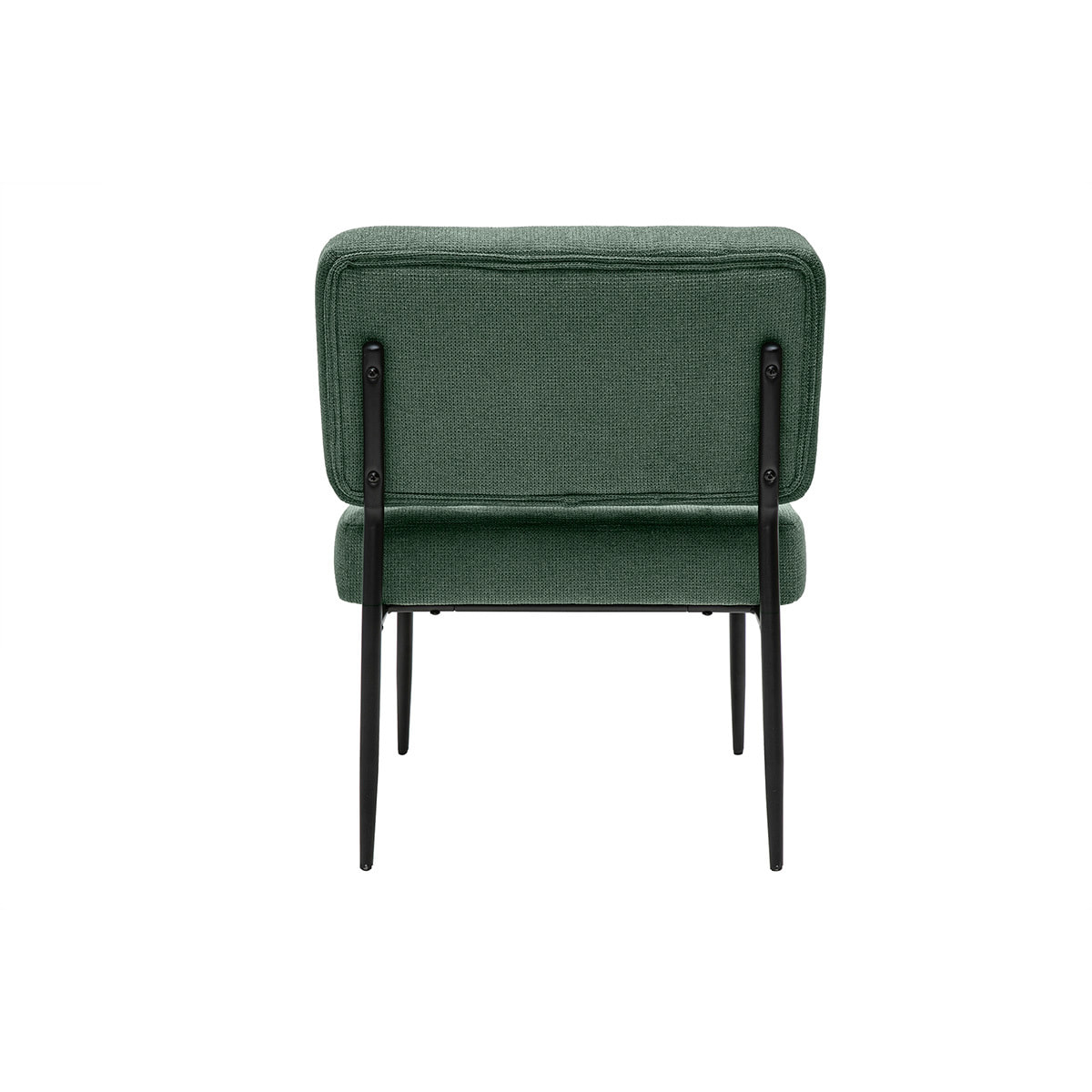 Fauteuil en tissu chenille vert kaki et métal noir VEDANA