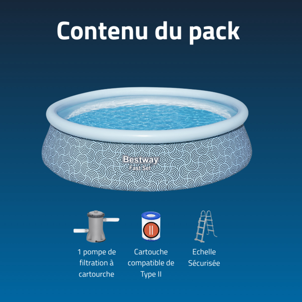 Bestway Piscine autoportante Ronde Fast Set 396 x 84 cm - Pompe Incluse