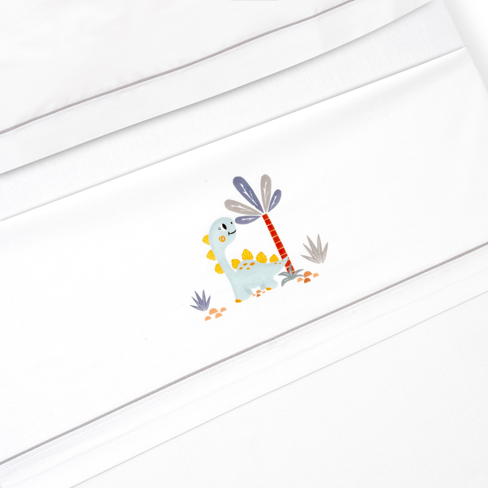Triptico Minicuna Estampado Dinosaurio Palmera Bco/Gris