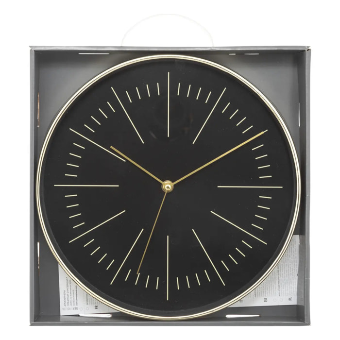 Horloge "Edith" - verre - noir - D30 cm