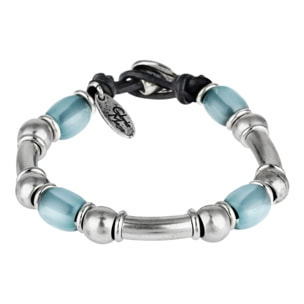 Pulsera plata resina zamak Liss aguamarina