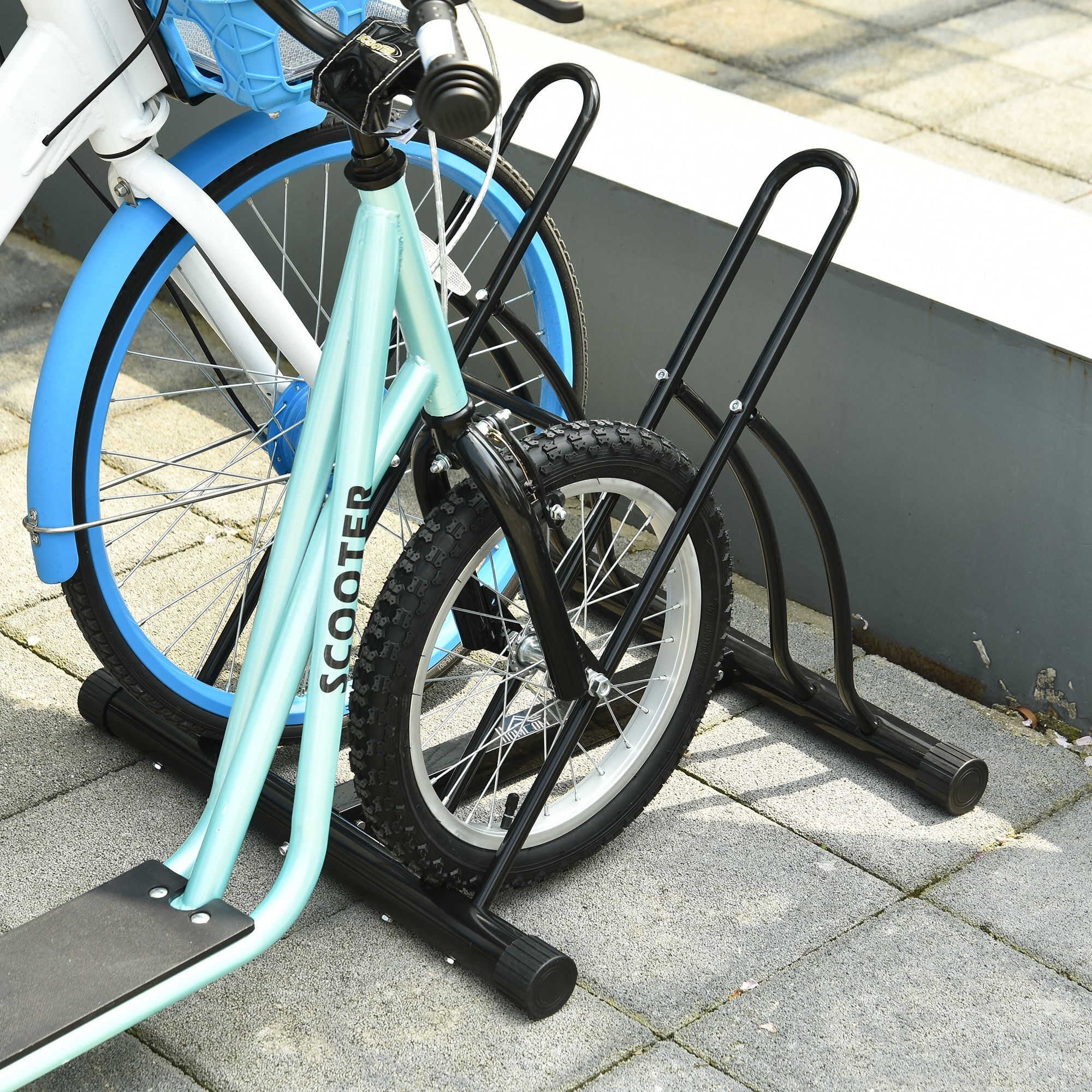 Soporte de Estacionamiento para 2 Bicicletas Portátil Acero 60x54x57 cm Negro