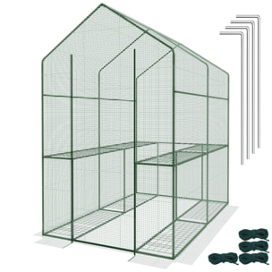 Serra Da Giardino Per Orto Con 4 Ripiani In Metallo Telaio In Acciaio Telo Retinato In Propilene Trasparente Porta Avvolgibile 186x120x190 Cm