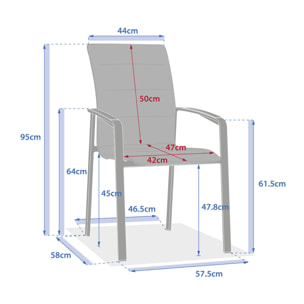 Fauteuil de jardin empilable "Diese" argile & ivoire aluminium et texaline