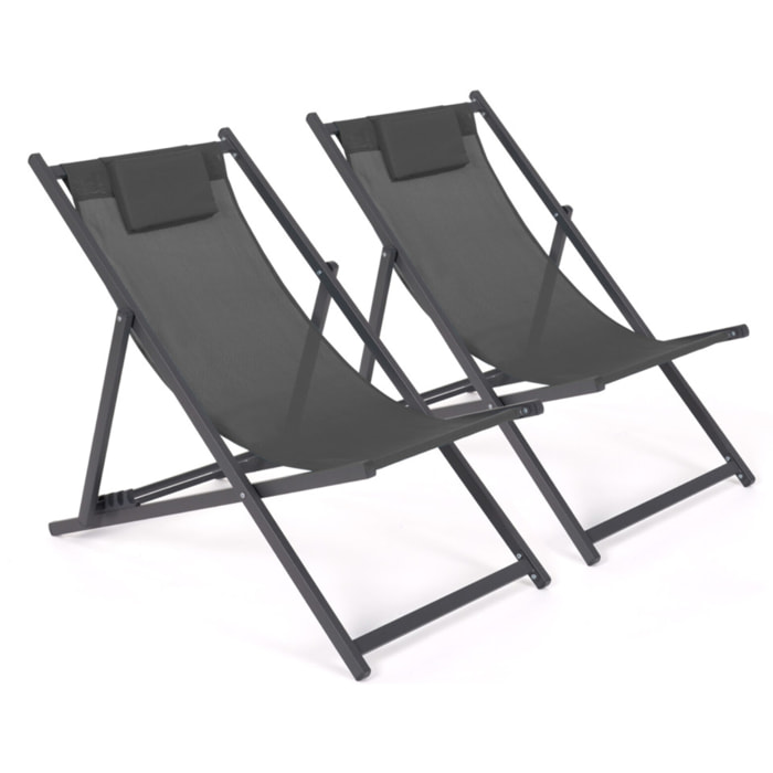 Chiliennes en métal et toile - lot de 2
