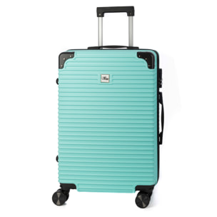 DAM Maleta de cabina Trolley en material ligero de ABS de alta resistencia con esquinas reforzadas. Cerradura numérica y 4 ruedas dobles extraíbles y giratorias 360°. 43x24x61 Cm. Color: Verde Aguamarina