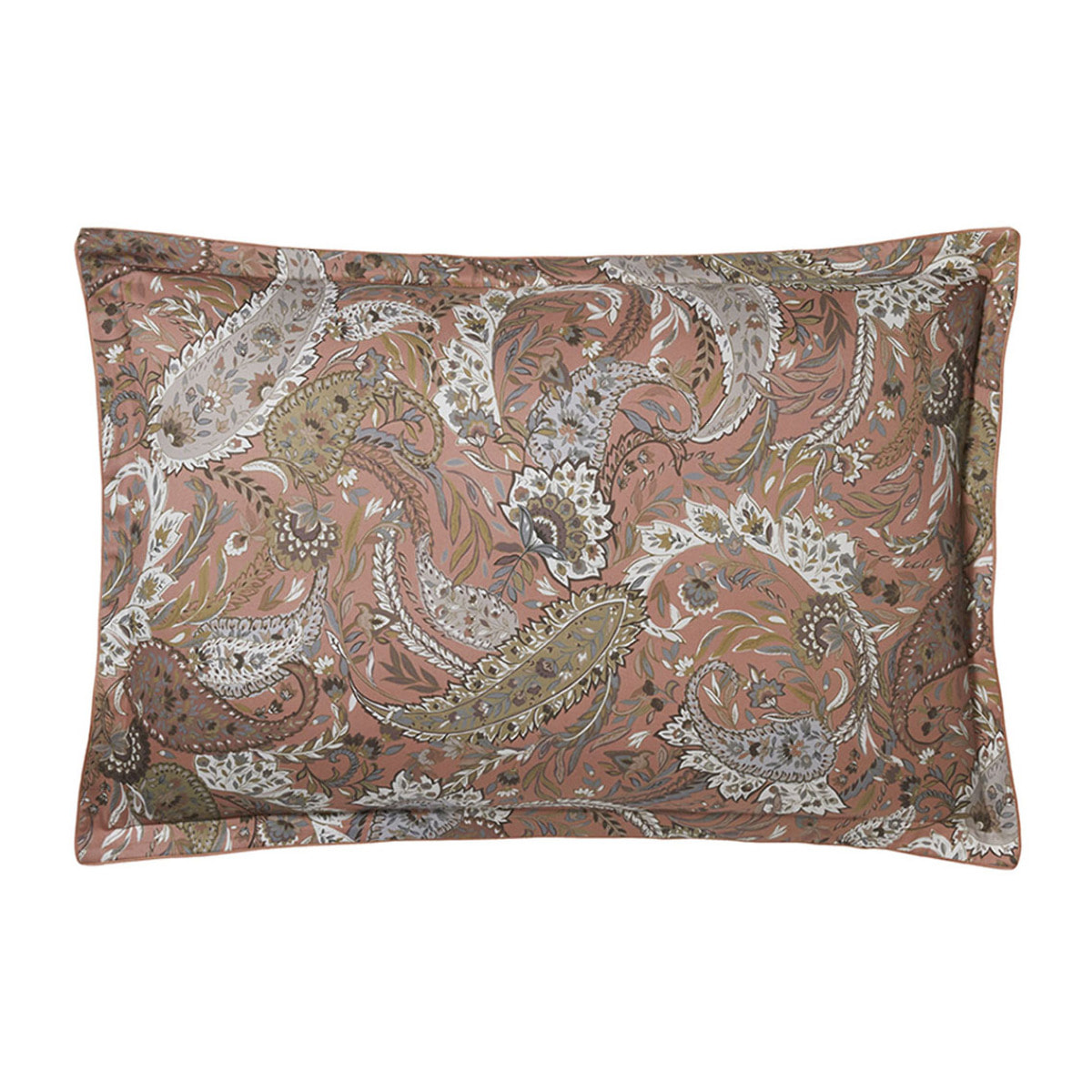 Taie d'oreiller impimée en satin de coton bio, ZADIG, Brun Terre cuite