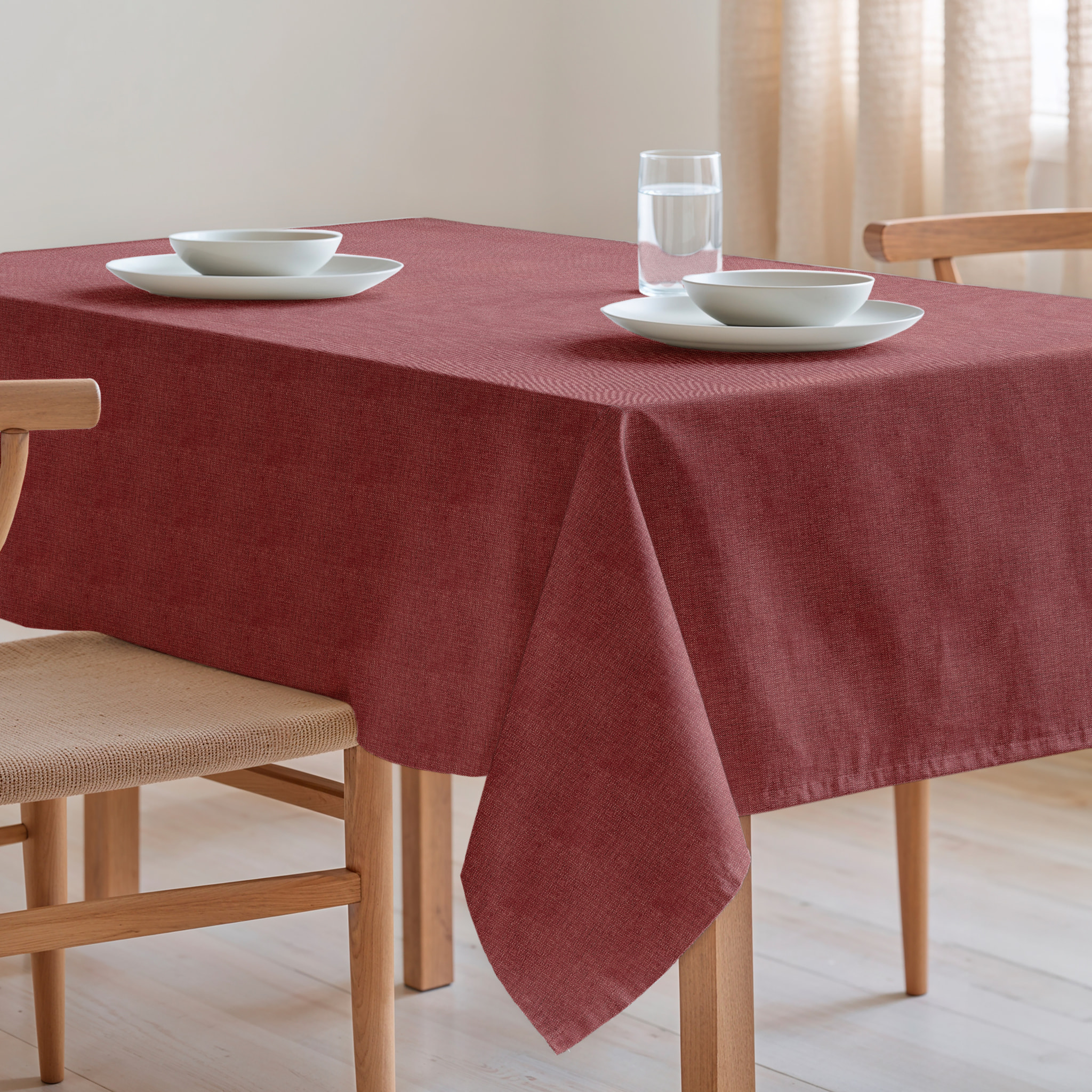 Nappe jacquard unie antitache Indra Red