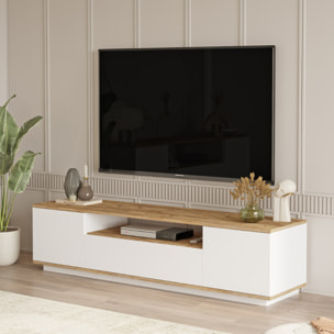 Meuble TV blanc et bois 180cm ROAT