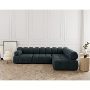 Ruby - canapé modulable d'angle droit 5 places en velours texturé - Noir
