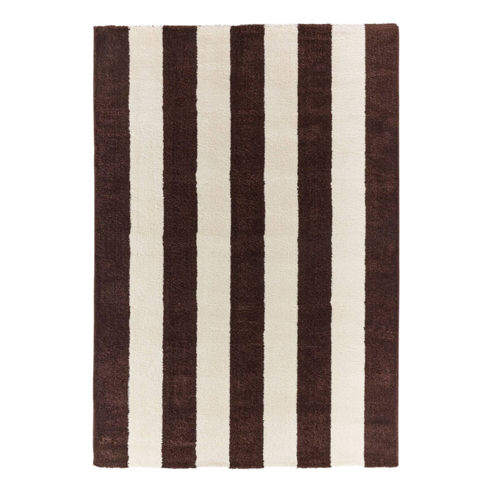 Tapis intérieur rayures marron et blanc PABLO