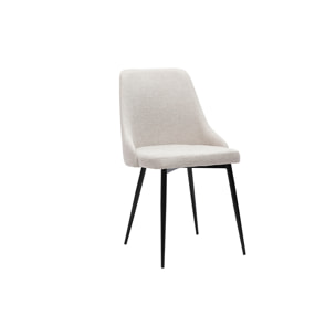 Chaises design en tissu effet velours beige naturel et métal noir (lot de 2) CULT