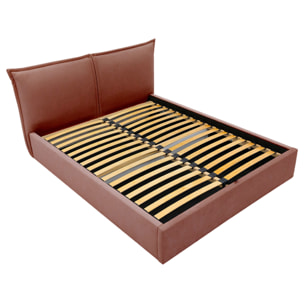 John - lit coffre - 180x200 cm - en velours - sommier inclus - Terracotta