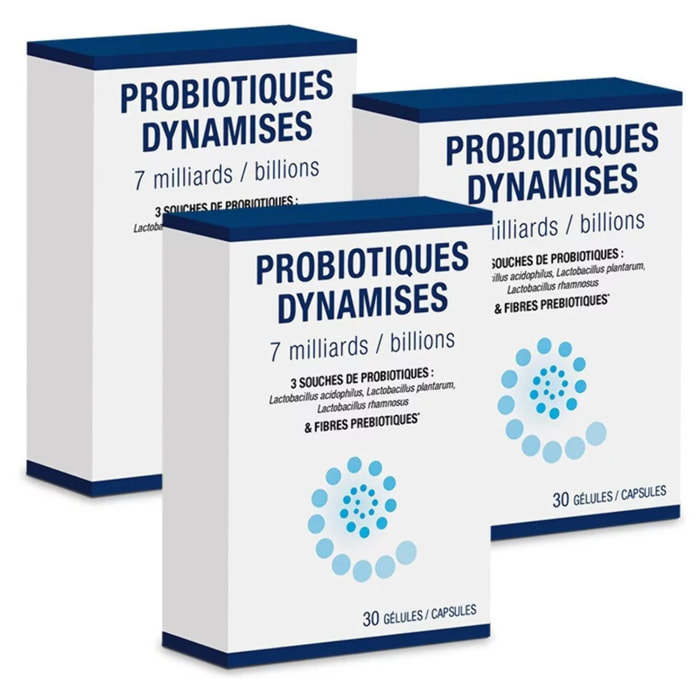 NUTRIEXPERT - Probiotiques Dynamisés - Favorise Equilibre De La Flore Intestinale -7 Milliards de Ferments Lactiques- 3 Souches Probiotiques - Fibres Prébiotiques - 30 Gélules - Sans Gluten - Lot de 3