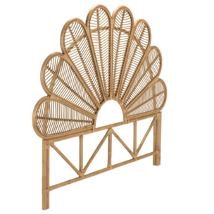 KALLY - Tête de lit demi-lune 140/160cm 'fleur' rotin couleur brun miel