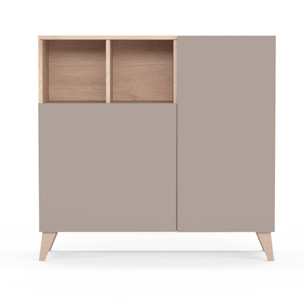 Zapatero Oslo melamina roble claro puertas arena 87x90x27 cm