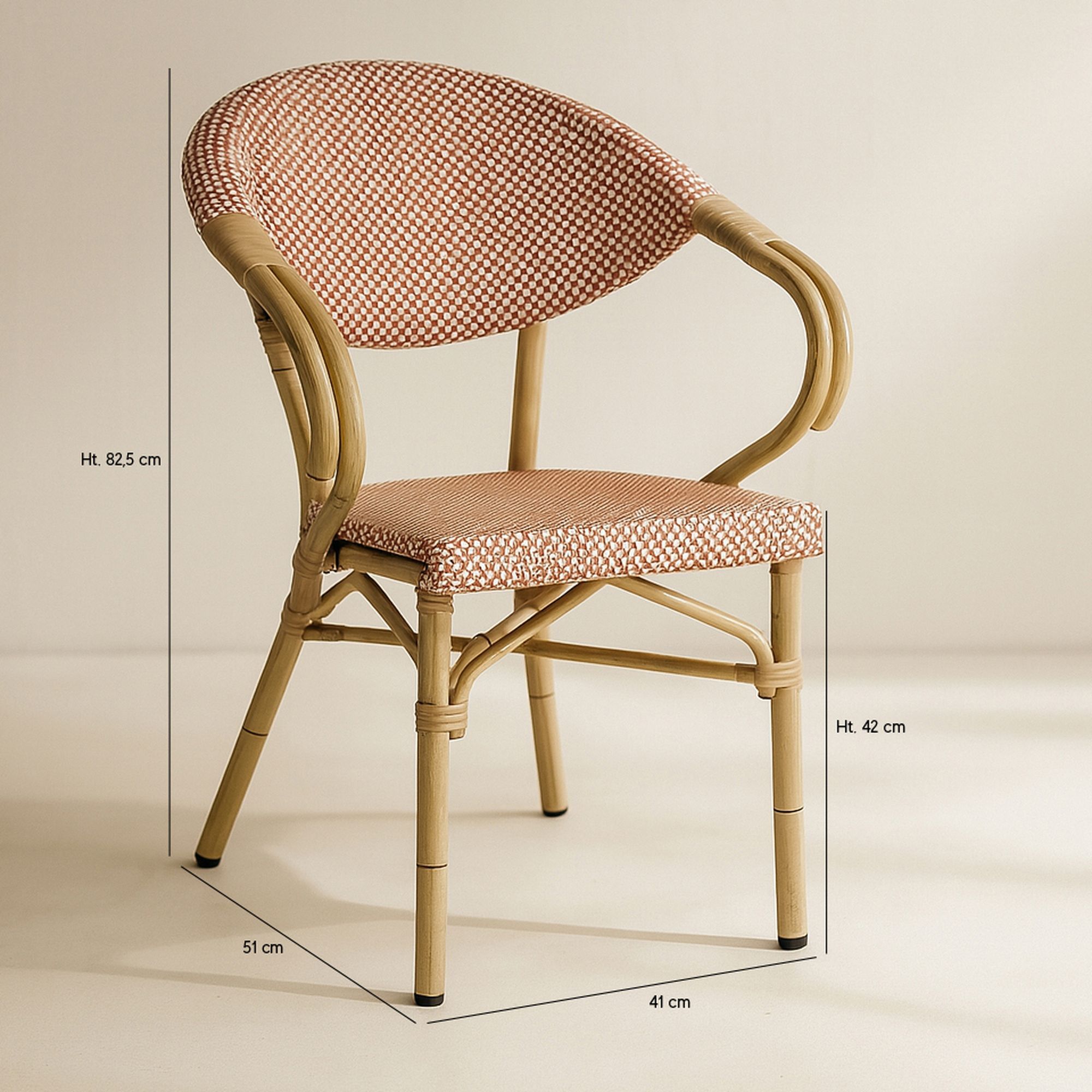 Lot de 2 fauteuils de table extérieur en aluminium effet rotin rouge AMALFI