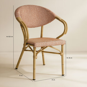 Lot de 2 fauteuils de table extérieur en aluminium effet rotin rouge AMALFI
