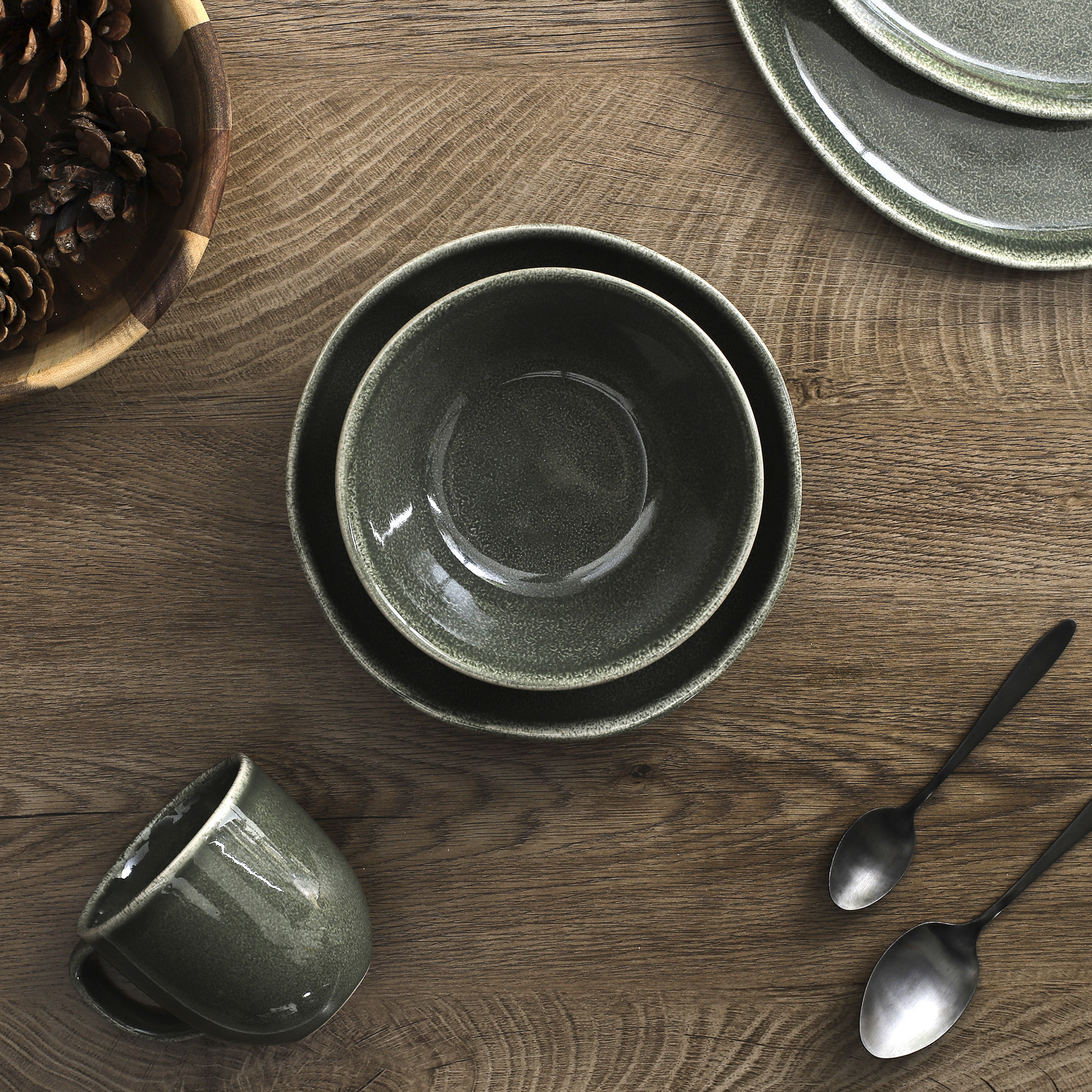 Assiette Creuse  Au Gres Du Temps D19cm Vert