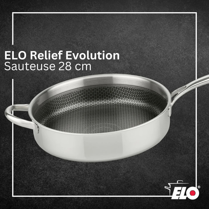 Sauteuse 28 cm en inox 18/10 Elo Relief Evolution