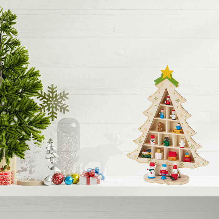 figurita de árbol de navidad en mdf con decoración en color natural h.29cm