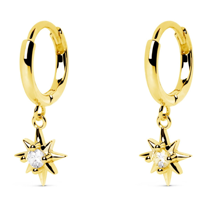 Pendientes Polar Star Plata Baño Oro
