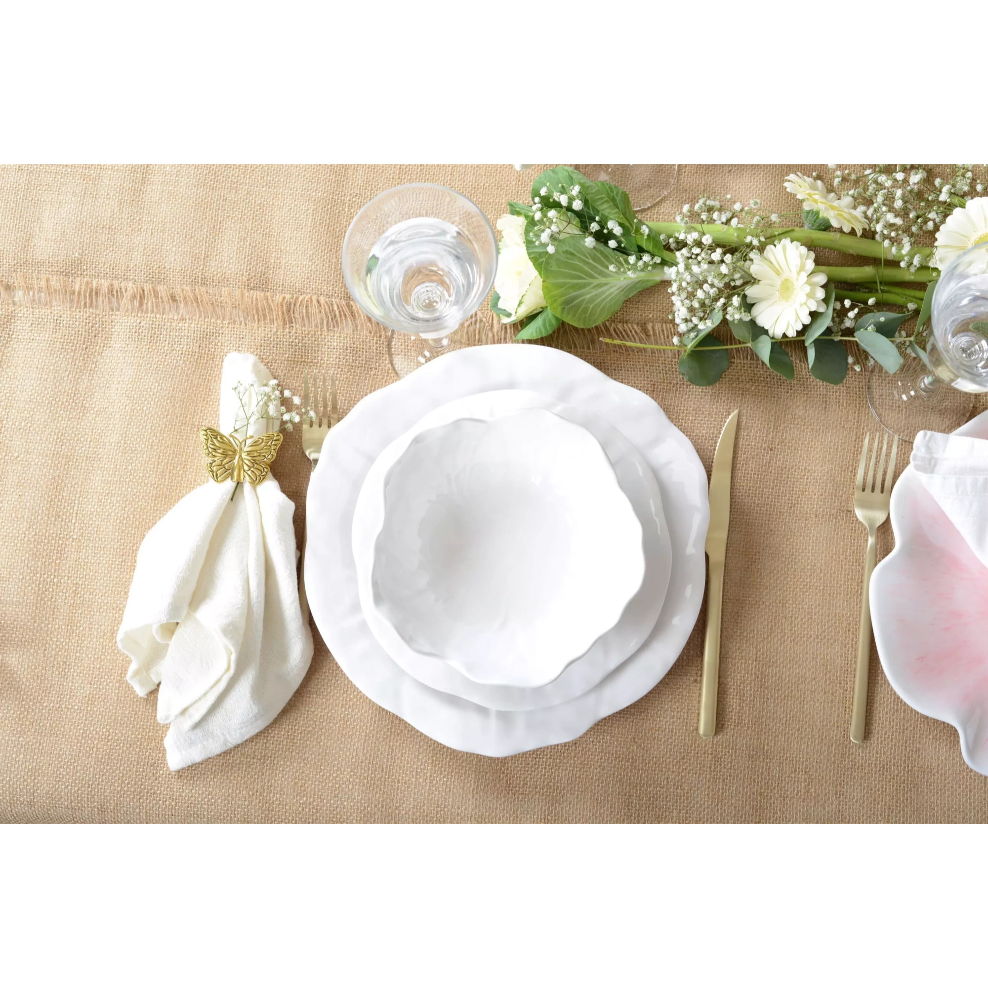 Lot de 6 Assiette creuse blanche en mélamine 17.5x17.5x5cm