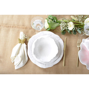 Lot de 6 Assiette creuse blanche en mélamine 17.5x17.5x5cm