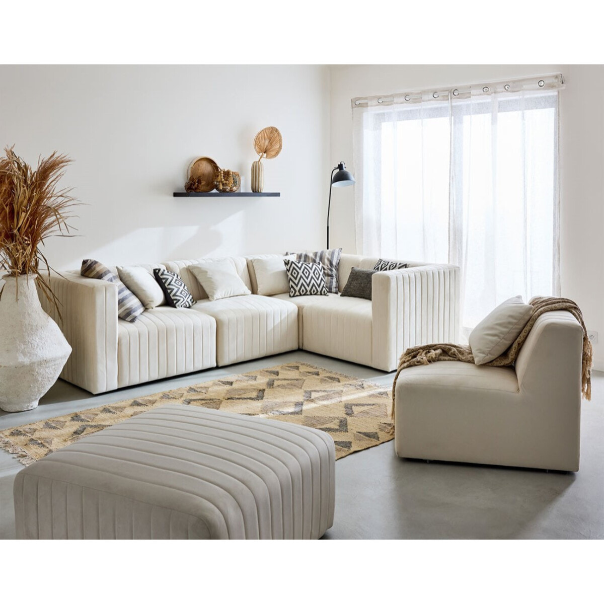 Nova - module d'assise gauche - en velours - Beige