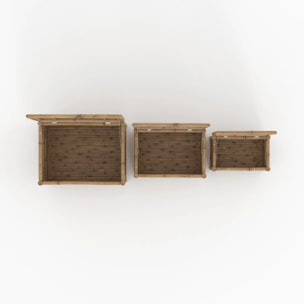 Lot de 3 coffres de jardin en bambou - Vadella