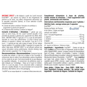 NUTRI EXPERT - Instant Erect - Améliore l'érection - Agit en 30 minutes ! Stimule le désir et soutient la vigueur - Actif innovant EnoSTIM - Résultats prouvés - Vegan - Lot de 2 produits