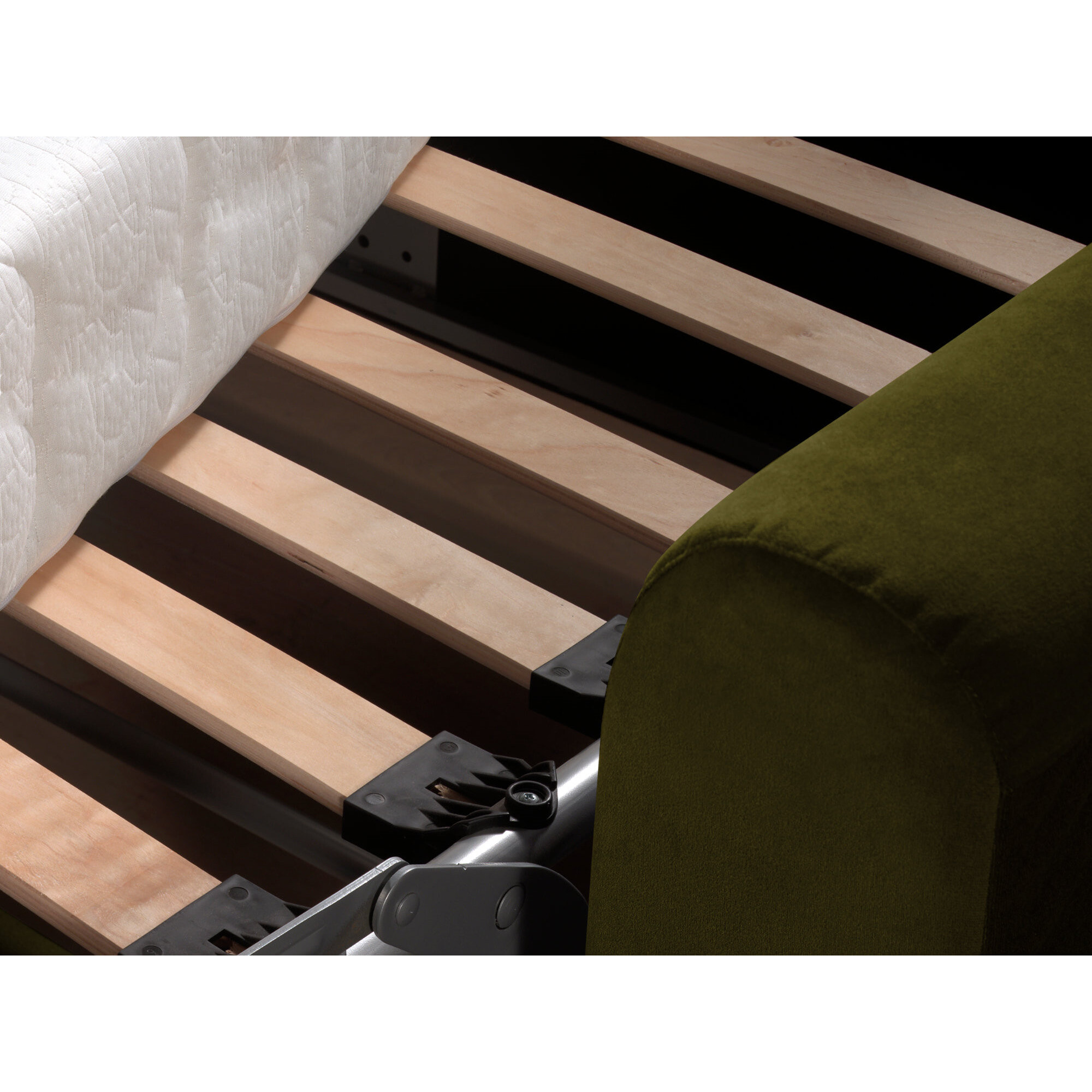 Owen - canapé lit 3 places convertible express couchage quotidien 140 cm matelas 12 cm en velours - Vert Olive