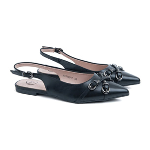 Slingback con cinturino sulla punta - NERO