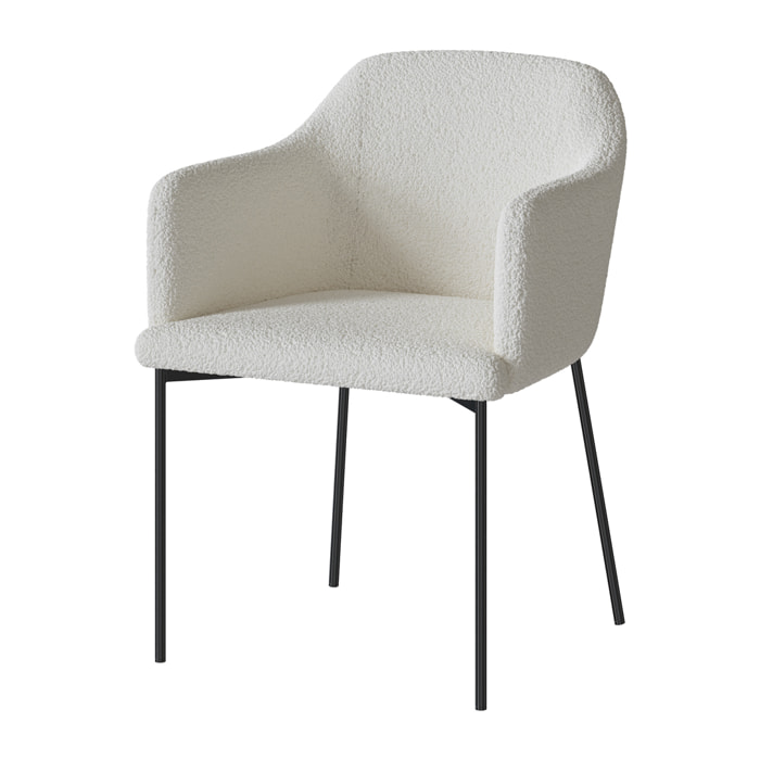 Fauteuil blanc en tissu effet laine bouclette - Glam