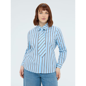 Fiorella Rubino - Camisa de rayas con corbatita - Light - blue