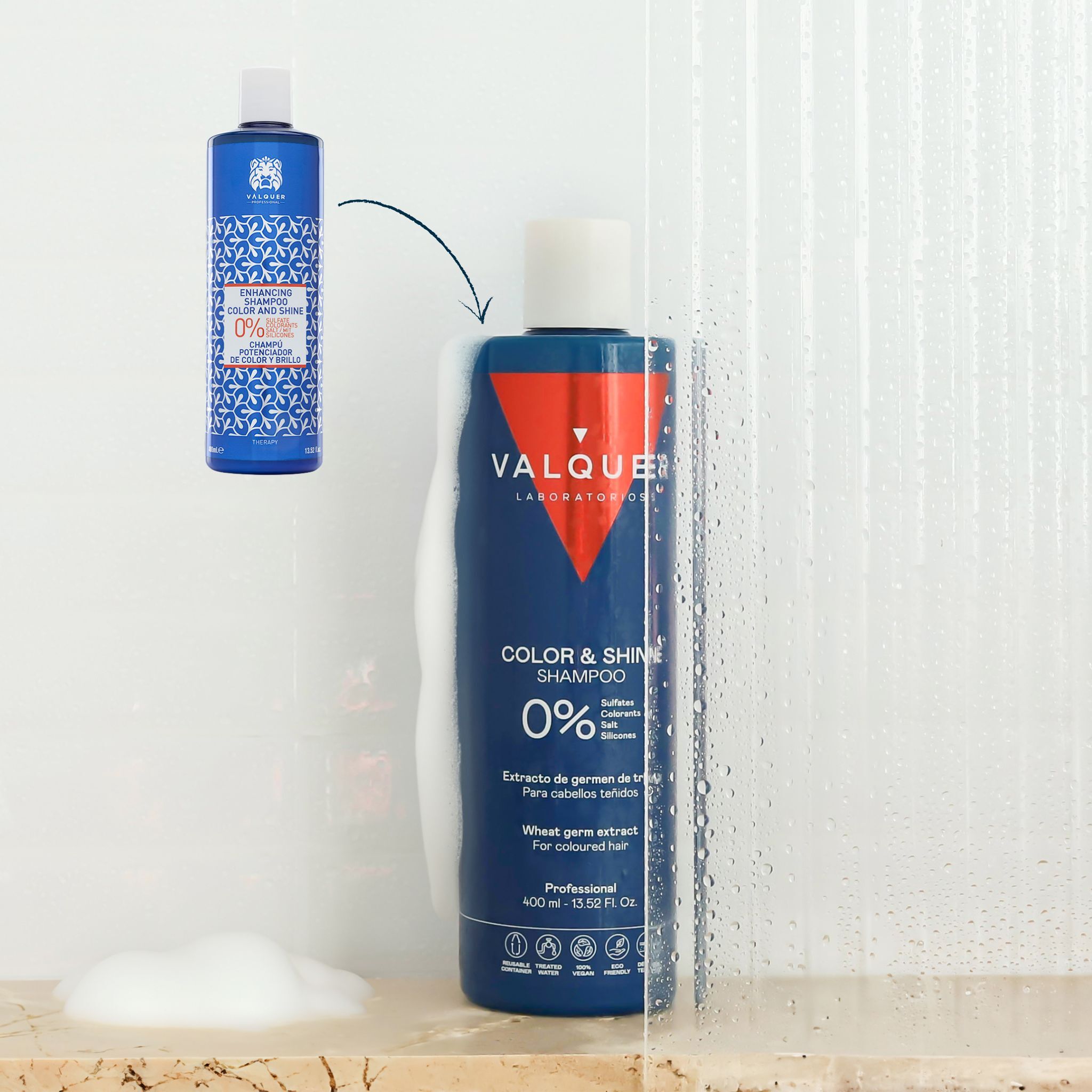 Valquer Champú Zero % potenciador del color y brillo para cabellos teñidos- 400 ml