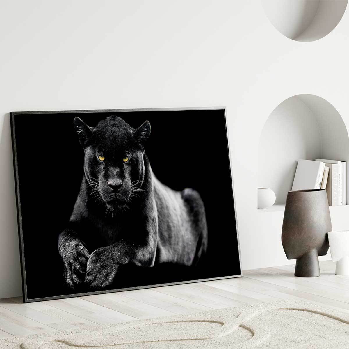 Affiche encadrée panthère noire Affiche + cadre en métal - Noir
