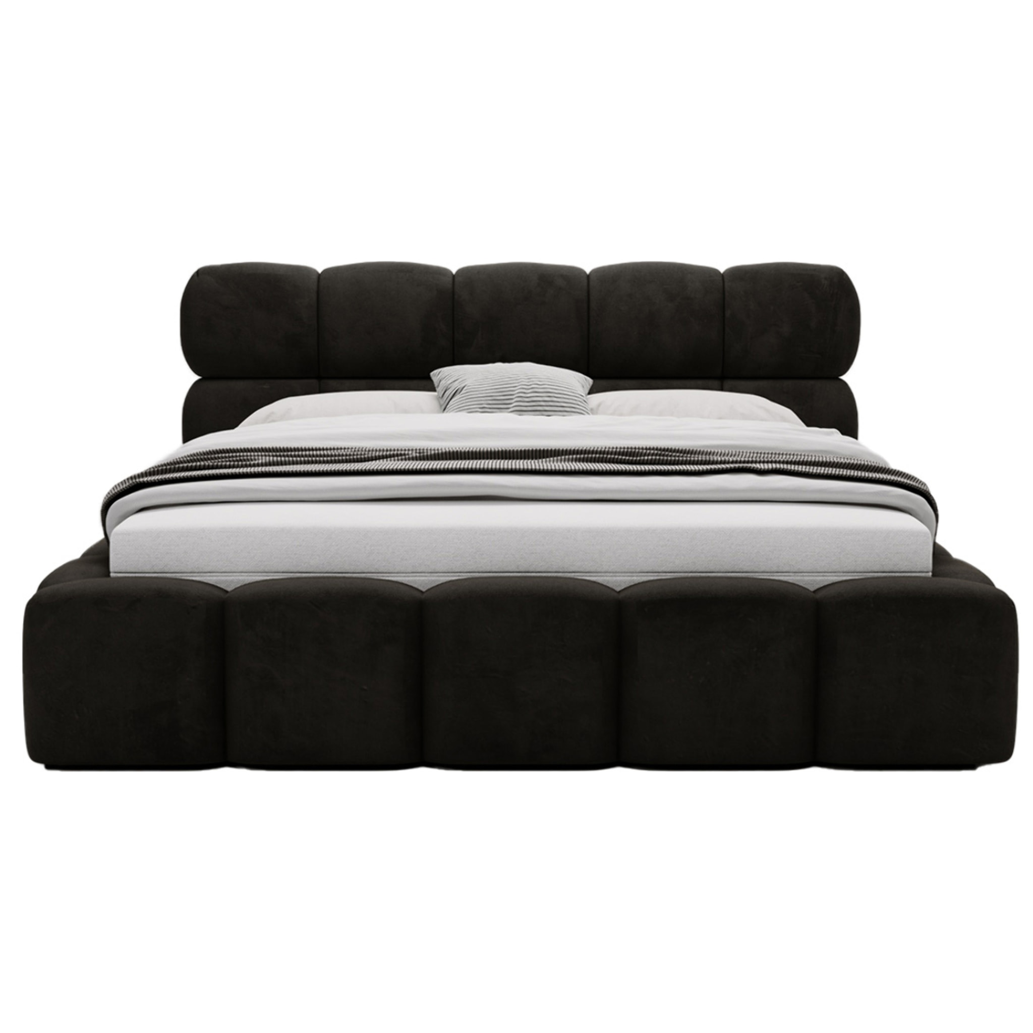 Mariposa - lit coffre - 140x200 cm - sommier inclus - en velours - Noir