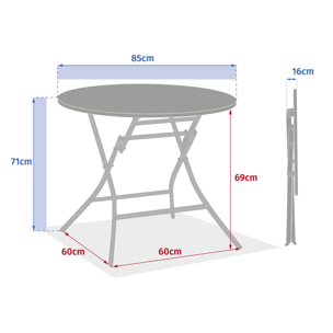 Table de jardin pliante ronde "Greensboro" argile 4 places en acier