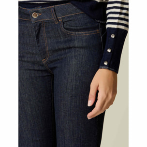 Oltre - Jeans Lauren regular cropped in denim rinse - Blu