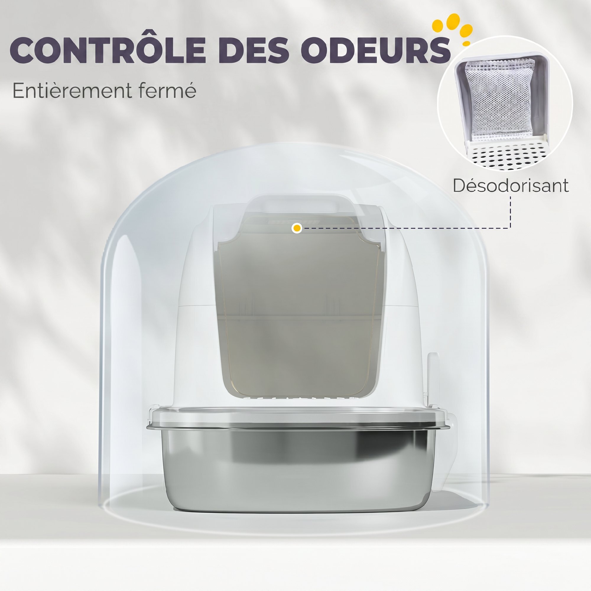 Maison de toilette fermée bac acier inox filtre désodorisant pelle